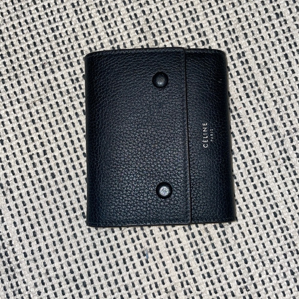 Celine Black Leather Key & Card Holder